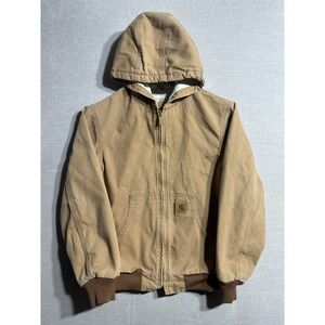 Carhartt Boy's Hooded Insulated Duck Jacket Youth Large 10-12 Brown YYJ167